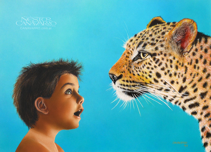 niño y leopardo